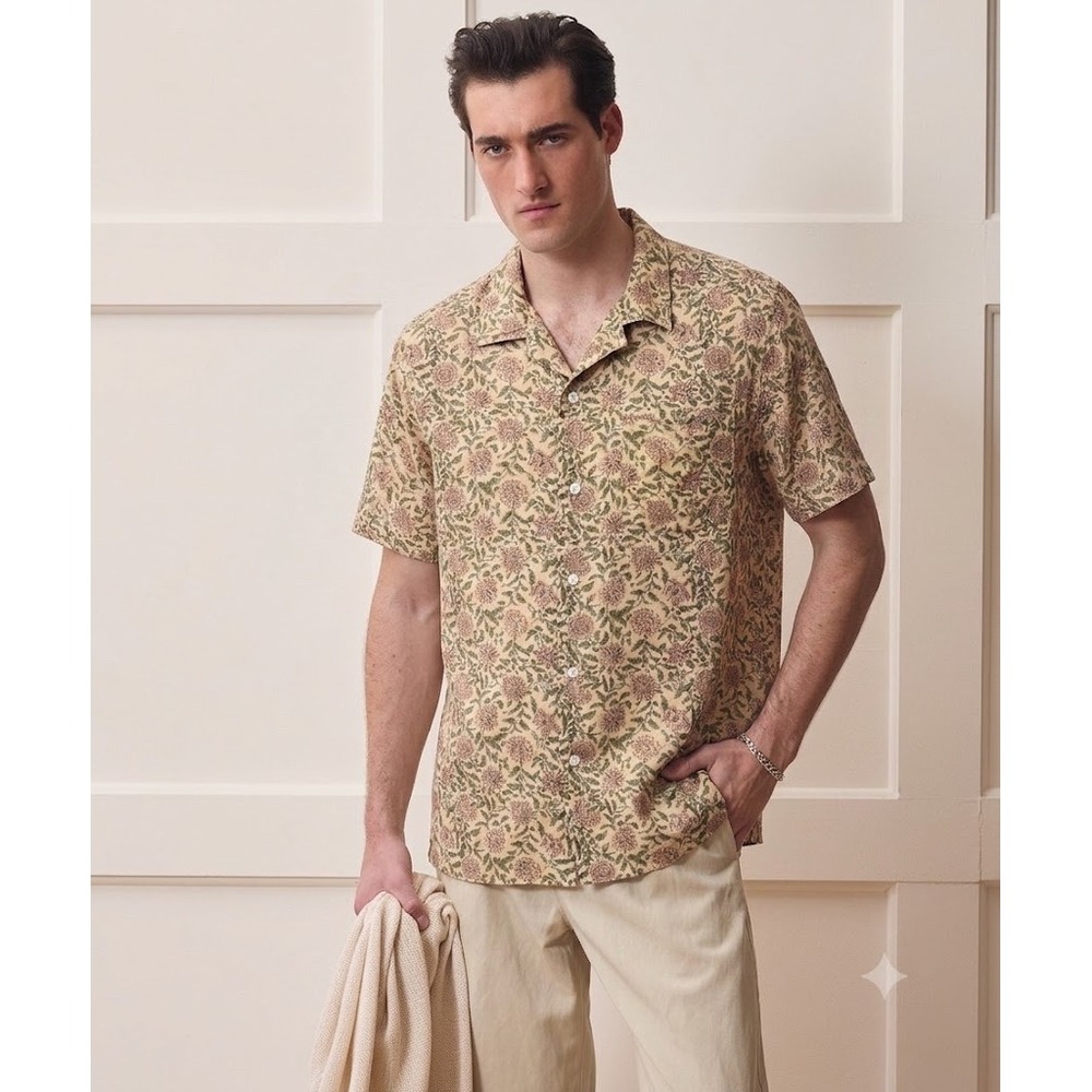 Todd Snyder Mens XXL Floral Block Print Camp Collar Shirt SH80-0640-03-13